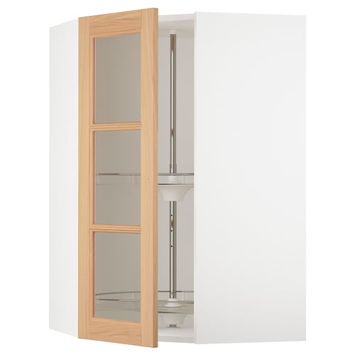 SEKTION Gabinete bajo esq+stn gira/prta vdr, blanco/Vedhamn roble, 26x15x40 "