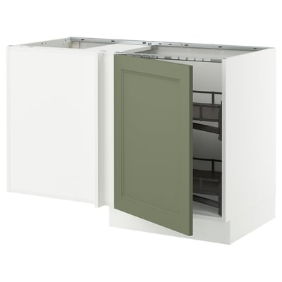 SEKTION Gabinete bajo esquina+accesorio xtr, blanco/Axstad gris-verde, 50x24x30 "