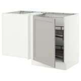 SEKTION Gabinete bajo esquina+accesorio xtr, blanco/Lerhyttan gris claro, 50x24x30 "