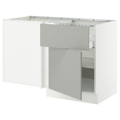 SEKTION Gabinete bajo esquina+cajón+estante, blanco/Havstorp gris claro, 50x24x30 "
