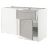 SEKTION Gabinete bajo esquina+cajón+estante, blanco/Lerhyttan gris claro, 50x24x30 "