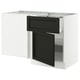 SEKTION Gabinete bajo esquina+cajón+estante, blanco/Lerhyttan teñido en negro, 50x24x30 "