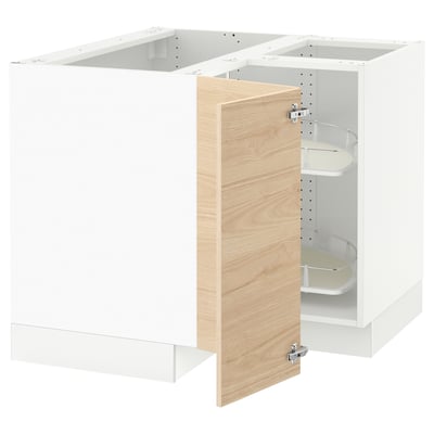SEKTION Gabinete bajo esquina+estante gira, blanco/Askersund efecto de fresno claro, 38x24x30 "