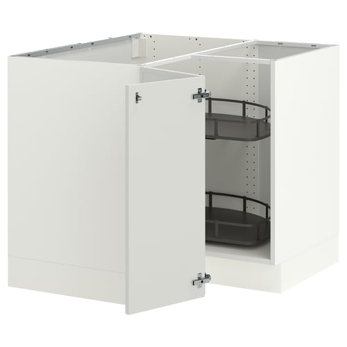 SEKTION Gabinete bajo esquina+estante gira, blanco/Aspudden gris claro, 38x24x30 "