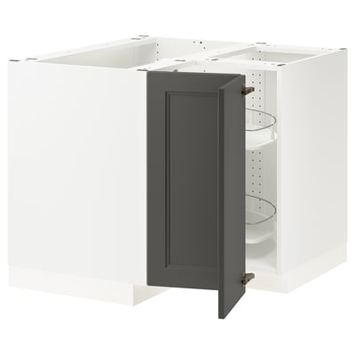 SEKTION Gabinete bajo esquina+estante gira, blanco/Axstad gris oscuro, 38x24x30 "