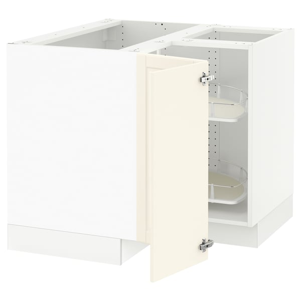 SEKTION Gabinete bajo esquina+estante gira, blanco/Bodbyn color hueso, 38x24x30 "
