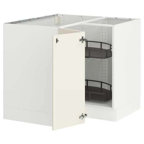 SEKTION Gabinete bajo esquina+estante gira, blanco/Bodbyn color hueso, 38x24x30 "