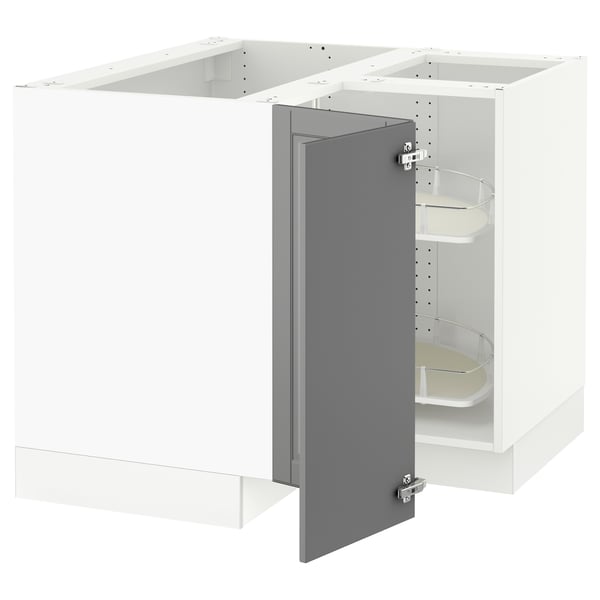 SEKTION Gabinete bajo esquina+estante gira, blanco/Bodbyn gris, 38x24x30 "
