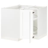 SEKTION Gabinete bajo esquina+estante gira, blanco Enköping/blanco efecto madera, 38x24x30 "