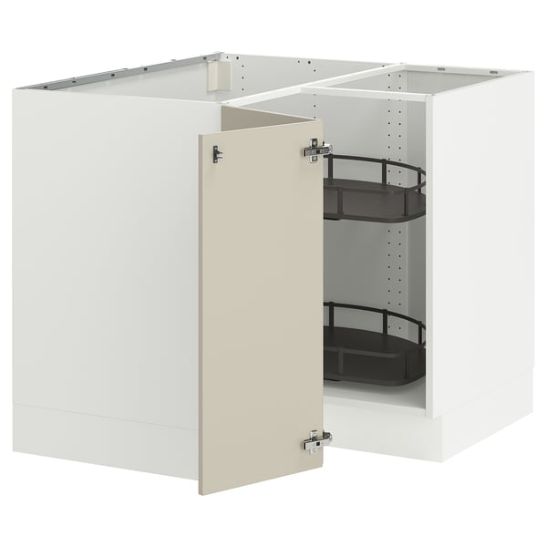 SEKTION Gabinete bajo esquina+estante gira, blanco/Havstorp beige, 38x24x30 "