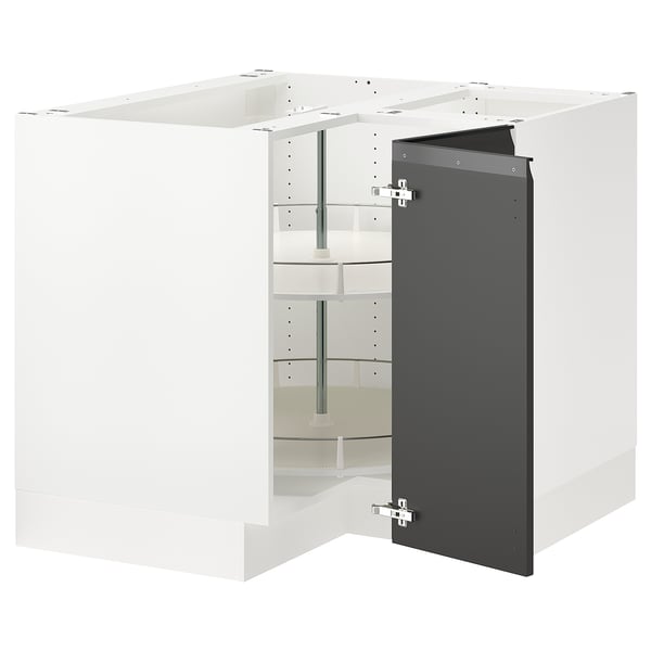 SEKTION Gabinete bajo esquina+estante gira, blanco/Upplöv antracita mate, 38x24x30 "