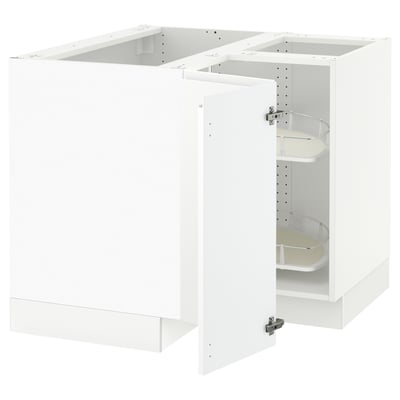 SEKTION Gabinete bajo esquina+estante gira, blanco/Voxtorp blanco mate, 38x24x30 "