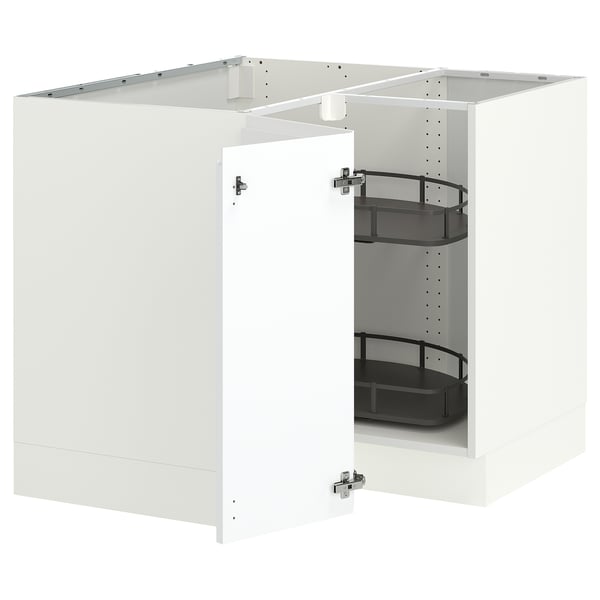 SEKTION Gabinete bajo esquina+estante gira, blanco/Voxtorp blanco mate, 38x24x30 "