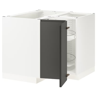 SEKTION Gabinete bajo esquina+estante gira, blanco/Voxtorp gris oscuro, 38x24x30 "