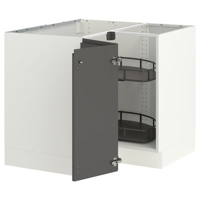 SEKTION Gabinete bajo esquina+estante gira, blanco/Voxtorp gris oscuro, 38x24x30 "