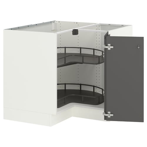SEKTION Gabinete bajo esquina+estante gira, blanco/Voxtorp gris oscuro, 38x24x30 "