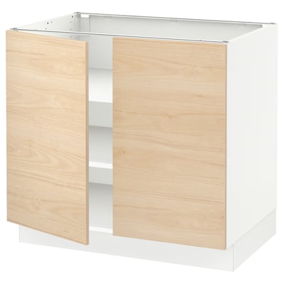 SEKTION Gabinete bajo+estantes/2 puertas, blanco/Askersund efecto de fresno claro, 36x24x30 "