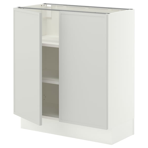 SEKTION Gabinete bajo+estantes/2 puertas, blanco/Aspudden gris claro, 30x15x30 "