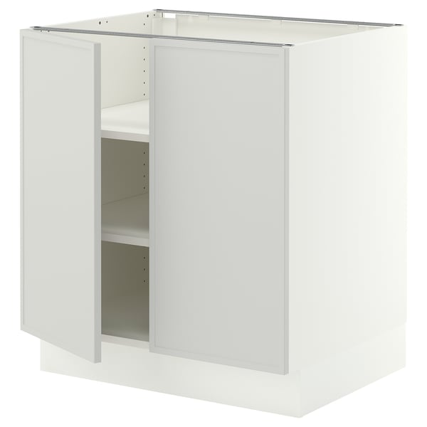 SEKTION Gabinete bajo+estantes/2 puertas, blanco/Aspudden gris claro, 30x24x30 "