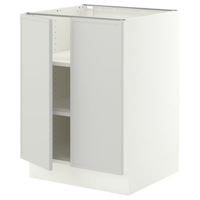 SEKTION Gabinete bajo+estantes/2 puertas, blanco/Aspudden gris claro, 24x24x30 "