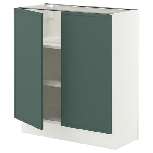 SEKTION Gabinete bajo+estantes/2 puertas, blanco/Aspudden gris verdoso oscuro, 30x15x30 "