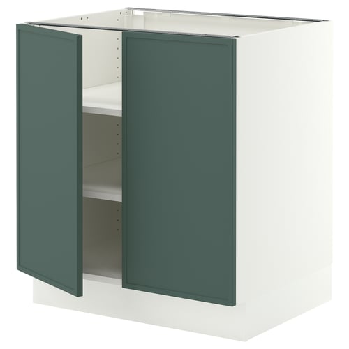 SEKTION Gabinete bajo+estantes/2 puertas, blanco/Aspudden gris verdoso oscuro, 30x24x30 "