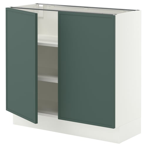SEKTION Gabinete bajo+estantes/2 puertas, blanco/Aspudden gris verdoso oscuro, 36x15x30 "