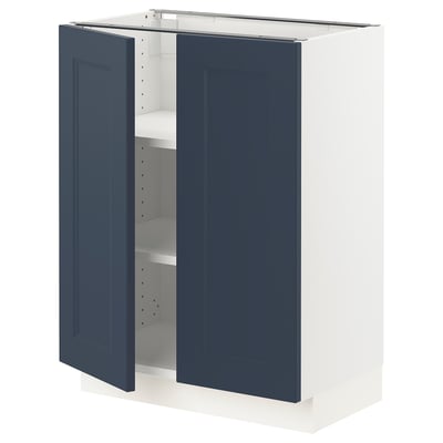 SEKTION Gabinete bajo+estantes/2 puertas, blanco Axstad/mate azul, 24x15x30 "