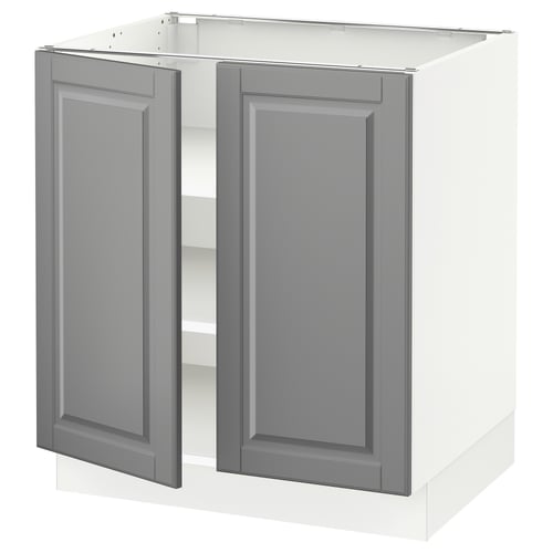 SEKTION Gabinete bajo+estantes/2 puertas, blanco/Bodbyn gris, 30x24x30 "