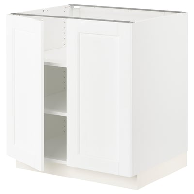 SEKTION Gabinete bajo+estantes/2 puertas, blanco Enköping/blanco efecto madera, 30x24x30 "