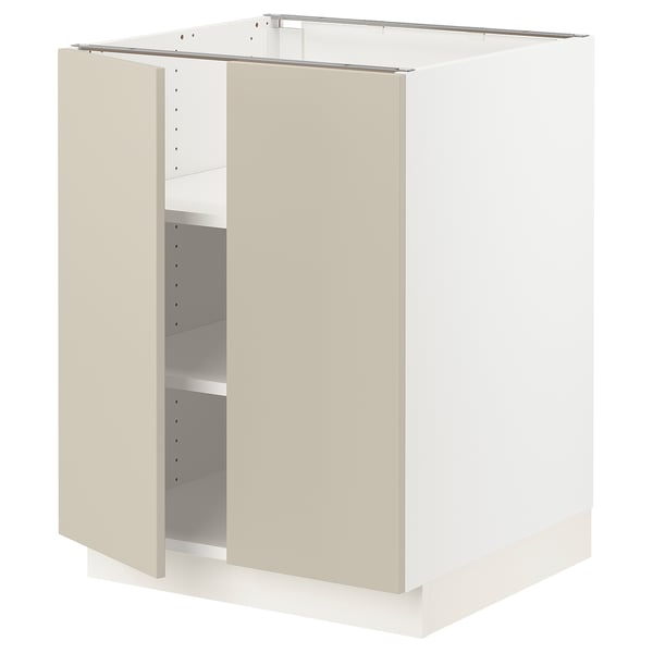 SEKTION Gabinete bajo+estantes/2 puertas, blanco/Havstorp beige, 24x24x30 "