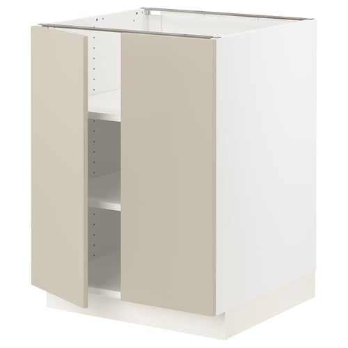SEKTION Gabinete bajo+estantes/2 puertas, blanco/Havstorp beige, 24x24x30 "
