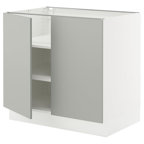 SEKTION Gabinete bajo+estantes/2 puertas, blanco/Havstorp gris claro, 36x24x30 "