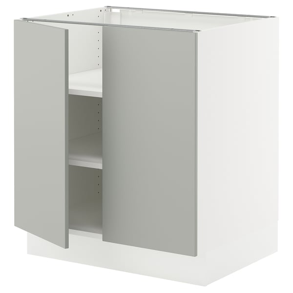 SEKTION Gabinete bajo+estantes/2 puertas, blanco/Havstorp gris claro, 30x24x30 "