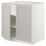 SEKTION Gabinete bajo+estantes/2 puertas, blanco/Lerhyttan gris claro, 30x24x30 "