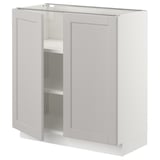 SEKTION Gabinete bajo+estantes/2 puertas, blanco/Lerhyttan gris claro, 30x15x30 "