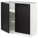 SEKTION Gabinete bajo+estantes/2 puertas, blanco/Lerhyttan teñido en negro, 36x15x30 "