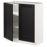 SEKTION Gabinete bajo+estantes/2 puertas, blanco/Lerhyttan teñido en negro, 30x15x30 "