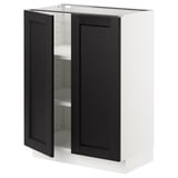 SEKTION Gabinete bajo+estantes/2 puertas, blanco/Lerhyttan teñido en negro, 24x15x30 "