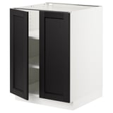SEKTION Gabinete bajo+estantes/2 puertas, blanco/Lerhyttan teñido en negro, 24x24x30 "