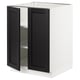 SEKTION Gabinete bajo+estantes/2 puertas, blanco/Lerhyttan teñido en negro, 24x24x30 "