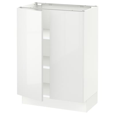 SEKTION Gabinete bajo+estantes/2 puertas, blanco/Ringhult blanco, 24x15x30 "