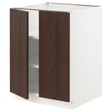 SEKTION Gabinete bajo+estantes/2 puertas, blanco/Sinarp marrón, 24x24x30 "