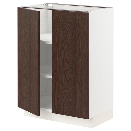 SEKTION Gabinete bajo+estantes/2 puertas, blanco/Sinarp marrón, 24x15x30 "