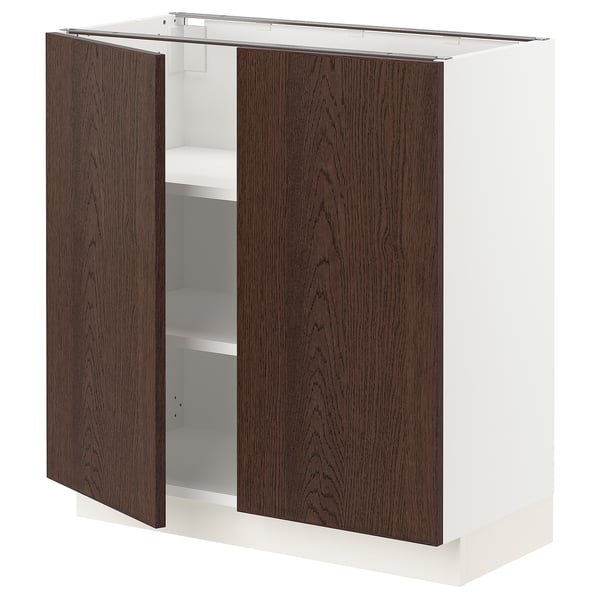 SEKTION Gabinete bajo+estantes/2 puertas, blanco/Sinarp marrón, 30x15x30 "