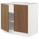 SEKTION Gabinete bajo+estantes/2 puertas, blanco/Tistorp efecto nogal marrón, 36x24x30 "