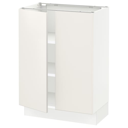 SEKTION Gabinete bajo+estantes/2 puertas, blanco/Veddinge blanco, 24x15x30 "