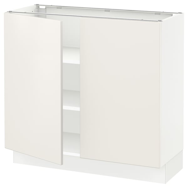 SEKTION Gabinete bajo+estantes/2 puertas, blanco/Veddinge blanco, 36x15x30 "