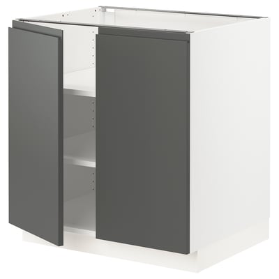 SEKTION Gabinete bajo+estantes/2 puertas, blanco/Voxtorp gris oscuro, 30x24x30 "
