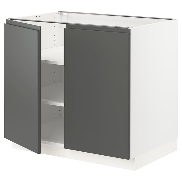 SEKTION Gabinete bajo+estantes/2 puertas, blanco/Voxtorp gris oscuro, 36x24x30 "